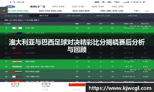 澳大利亚与巴西足球对决精彩比分揭晓赛后分析与回顾